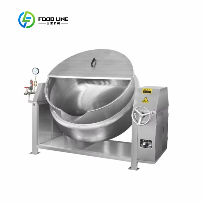 Sartén eléctrica de acero inoxidable para hervir, hervidor de vapor, mezclador, olla inclinada con camisa, tienda de alimentos, industrias de alimentos personalizadas