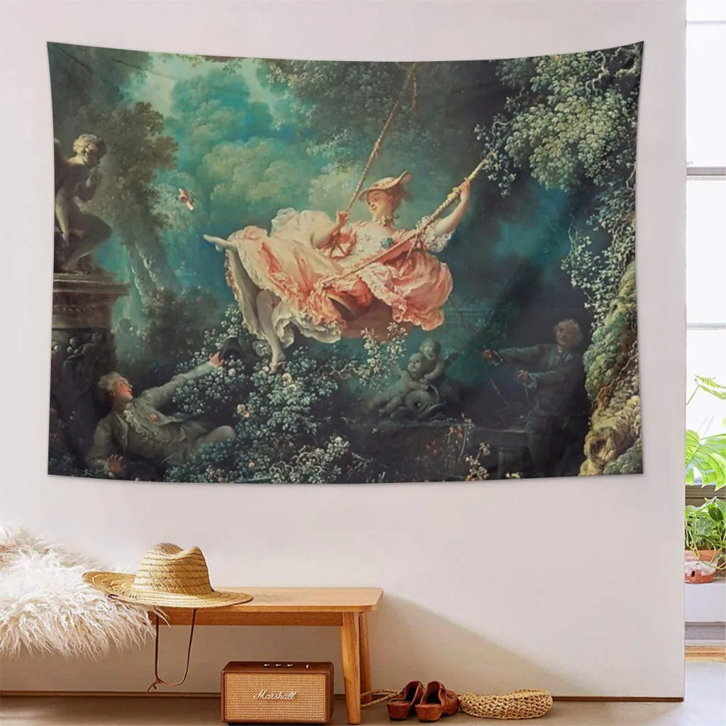 The Swing Painting - Jean-Honoré Fragonard Printed Tapestry,Decorative Tapestry Suitable For Living Room And Bedroom Decoration