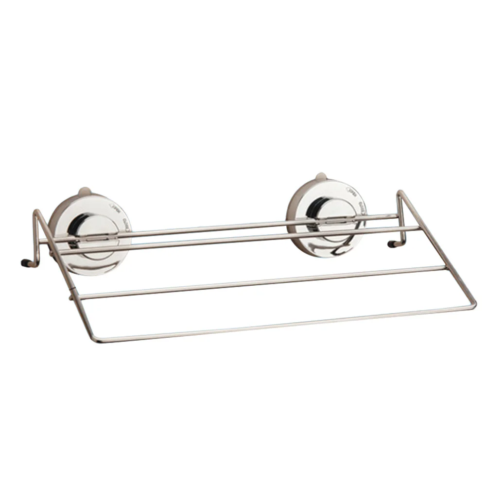 

Suction Cup Rack Stainless Steel No Drill Bathroom Storage Vacuum Adhesion Towel Hanger Bathroom Accessories Towel