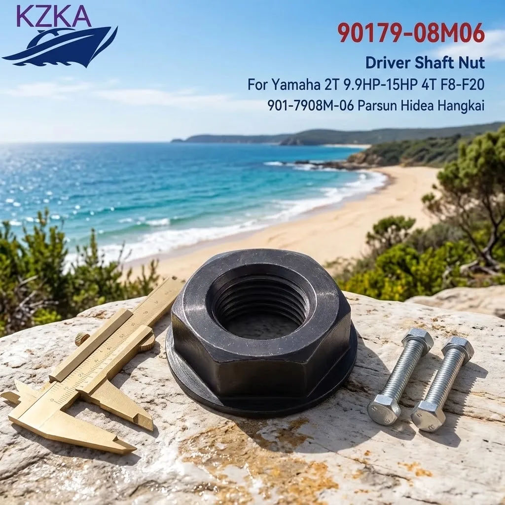 90179-08M06 Driver Shaft Nut For Yamaha Boat Engine 2T 9.9HP-15HP 4T F8-F20 901-7908M-06 Parsun Hidea Hangkai Outboard Parts