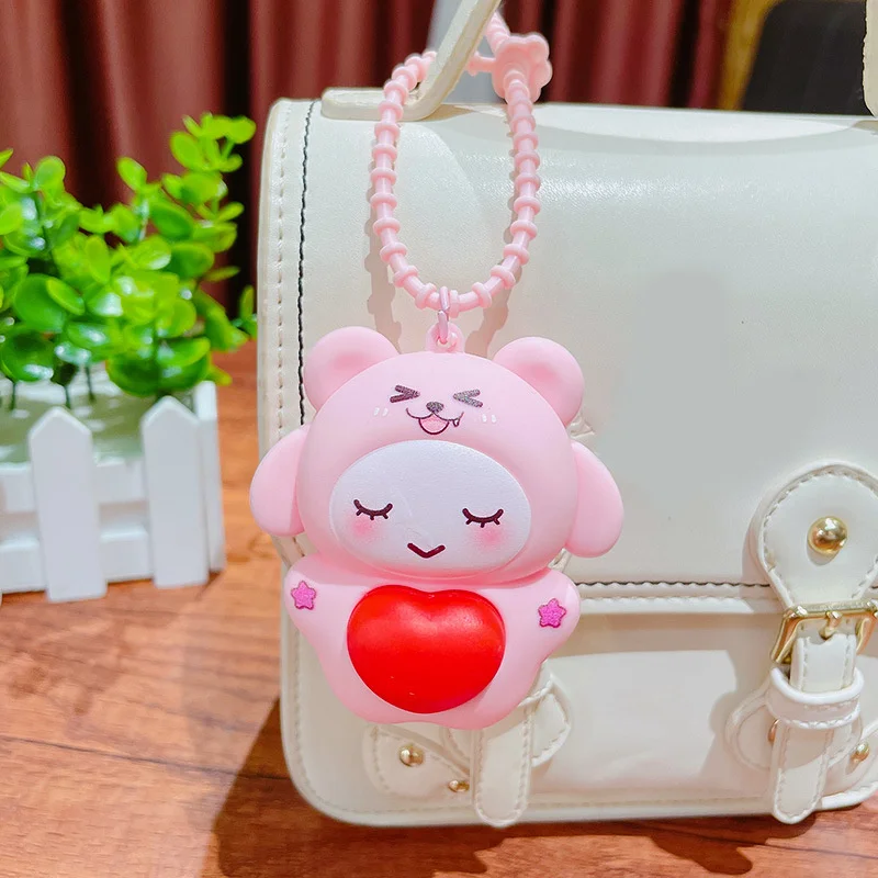 Cute Cartoon Love Squeeze Small Animal Decompression Key Chain Couple Backpack Pendant Small Gift Car Key Chain