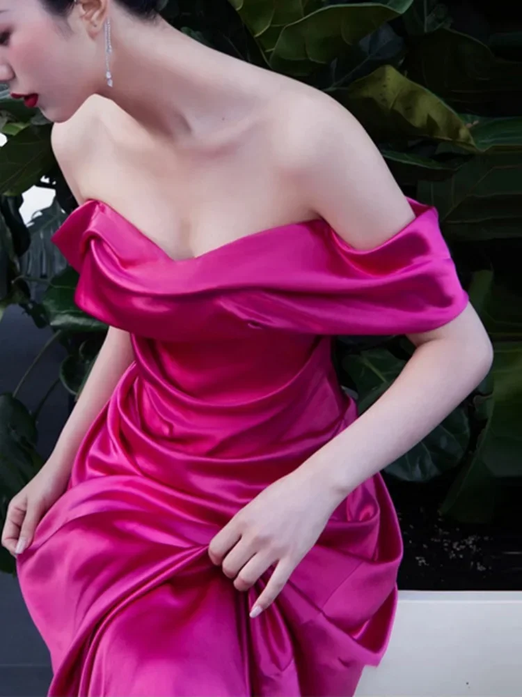 Customized Light Luxury Niche Expose Clavicle Wedding Party Dresses Feminino Straplesselegant Prom Vestidos 2024 French Style Ev