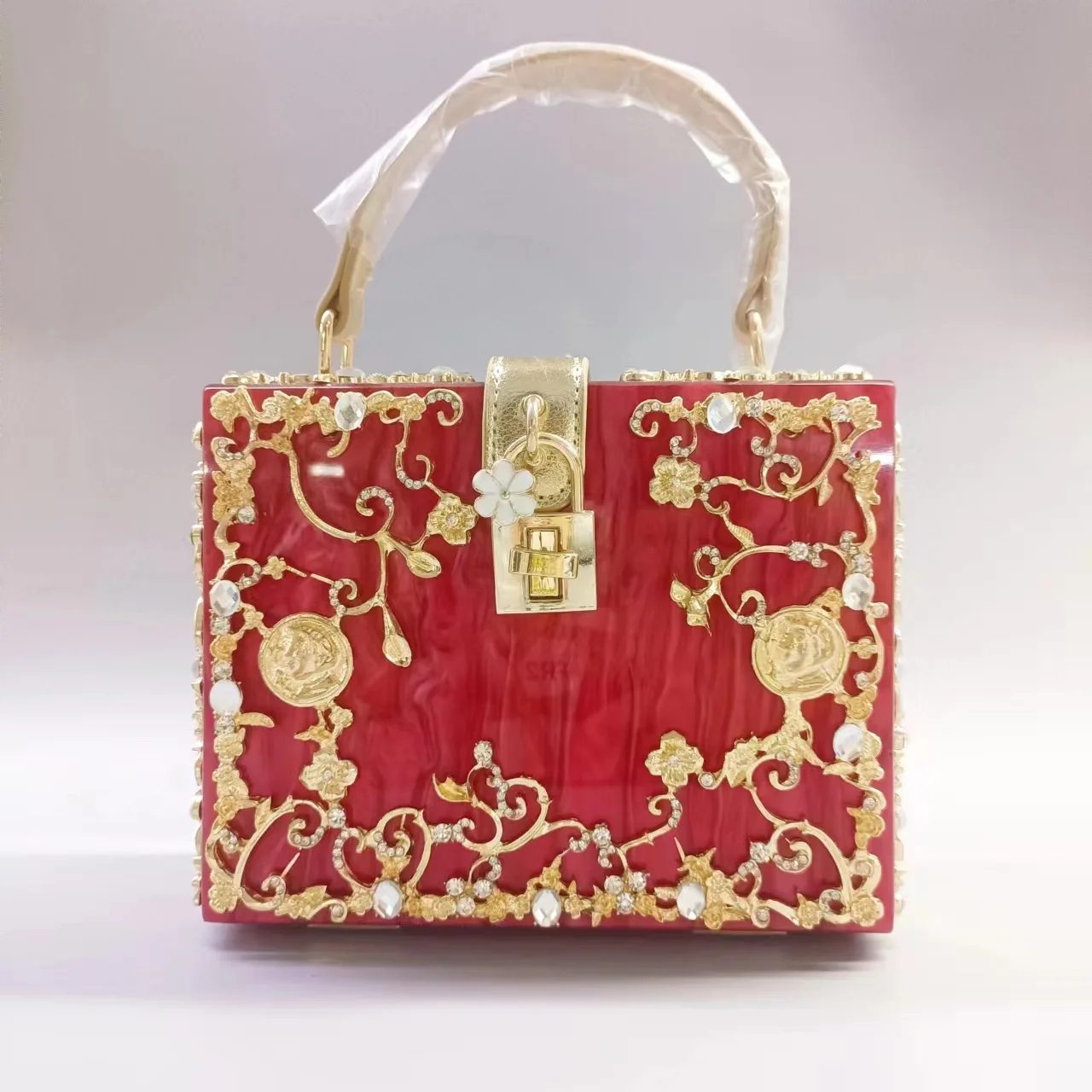 

Акриловая сумка для ужина, полая металлическая сумка с гравировкой, инкрустированная бриллиантами, женская сумка через плечо на одно плечо, роскошная сумка-кошелек