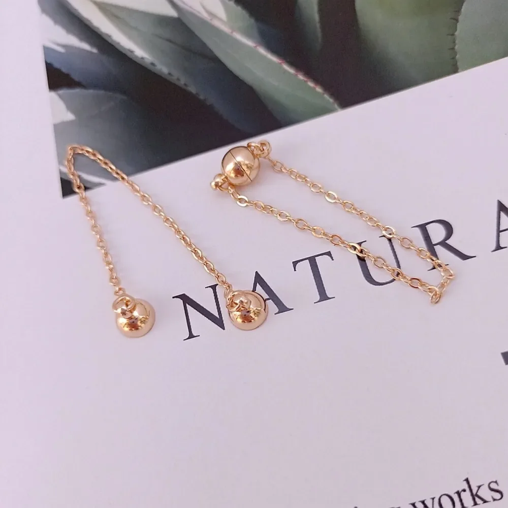 

14K Bead Round Safety Chain, Magnetic Buckle At The End Link, Anti-drop Magnetic Buckle Bracelet, Diy Accessory