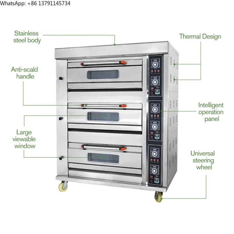 

Baking Oven3-Layer Indoor Commercial 6-Tray Layer Pizza Triple Gas Bread Baking Oven With 9 Trays