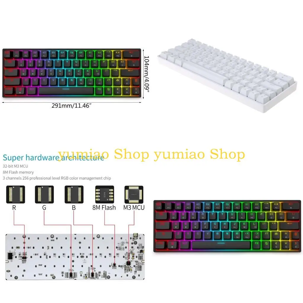 

587B GK64 Mechanical Keyboard Optical Hot Swappable Programmable RGB ABS Keycaps