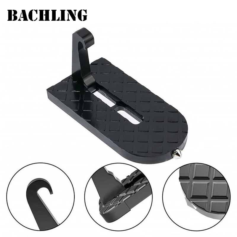 Universal Fit Car Door Step Easy Access to Roof Supports Both Feet Foldable Multifunction Aluminum Alloy Auto Safety Hammer 