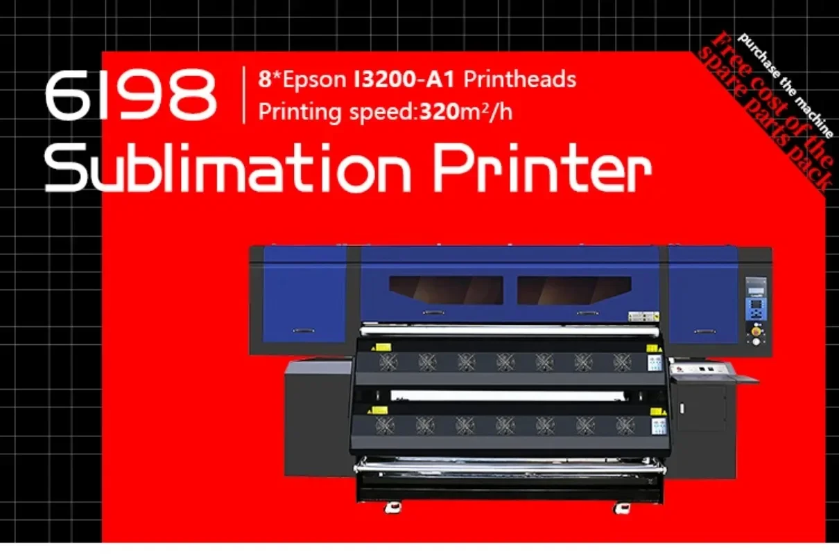 Kommerzieller Hochgeschwindigkeits-Sublimationsdrucker mit 320 m2/h und 8 i3200-Köpfen