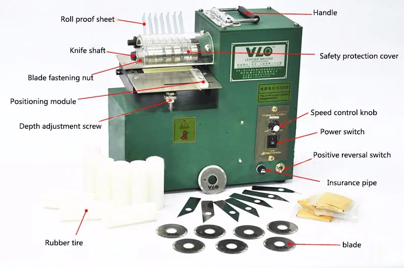 220V/110V 1400r/min Electrostatic Strip of Leather Cutting Machine Cutter Leather