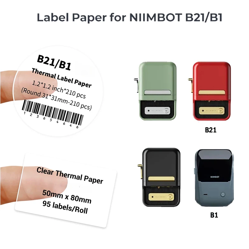 Niimbot B1 B21 Transparent Self-adhesive Label Paper Thermal Round Square Clear Sticker For B1 B21 Niimbot Tag