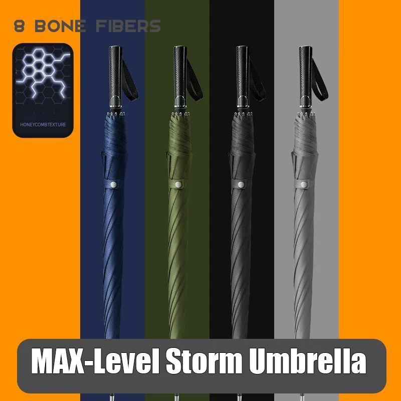 

8 Ribs Strong Windproof Long-handle Umbrella Honeycombtexture Fabric Business Golf Outdoor Automatic Umbrella for Men Women