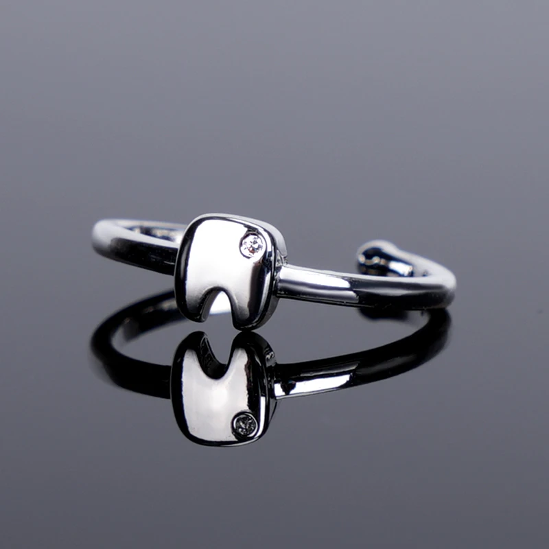 

1 шт. кольцо в форме зуба, креативное кольцо из нержавеющей стали, нишевое украшение, регулируемое кольцо в форме зуба, украшение в форме зуба.