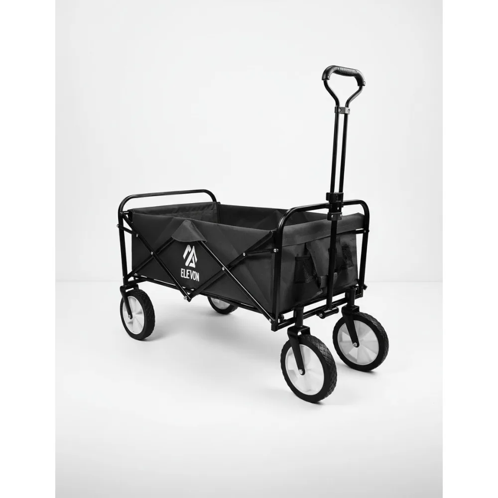 

Heavy Duty Steel Frame Folding Wagon Cart 150LB Capacity Outdoor Camping Garden Utility Black