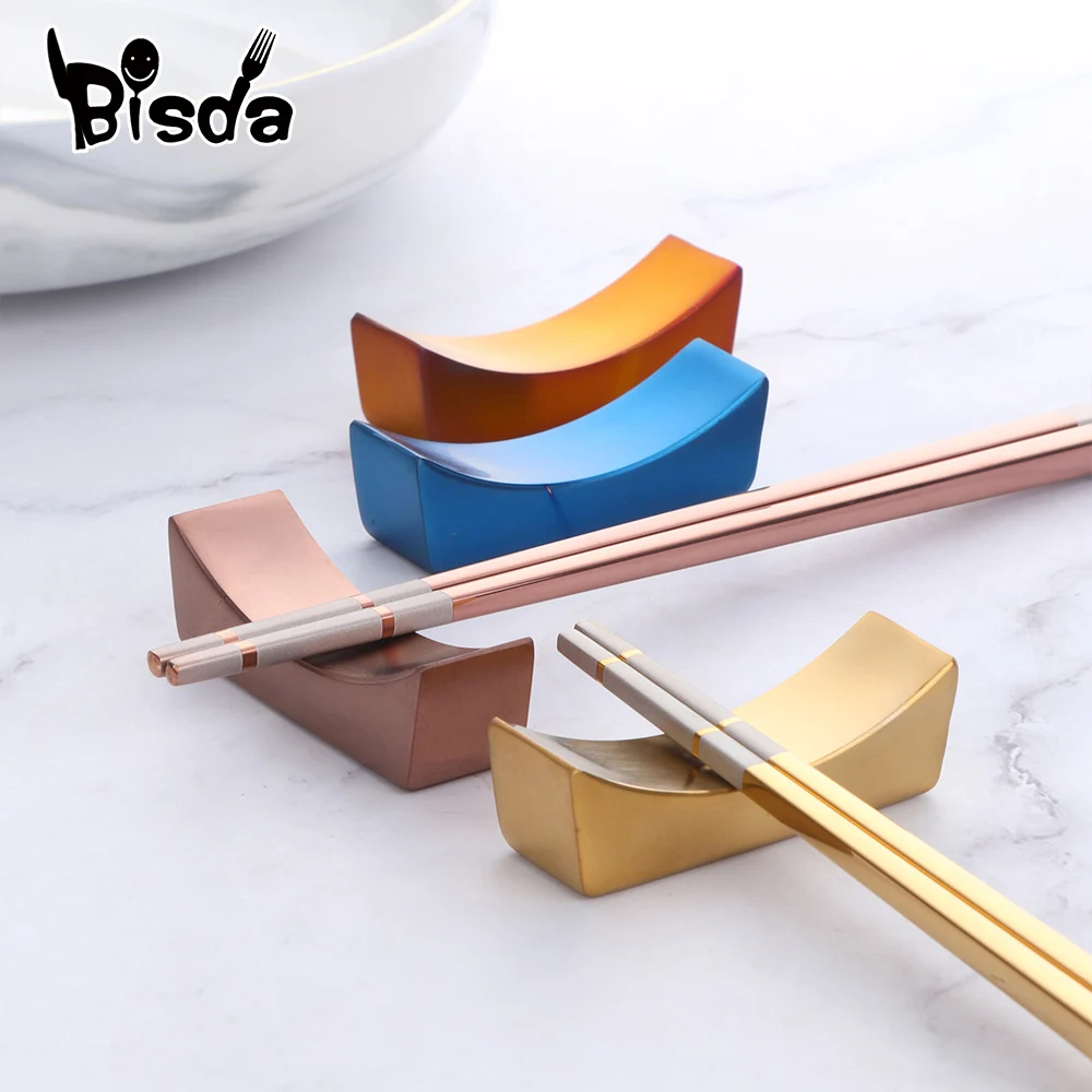 2Pcs Stainless Steel Chopstick Rack Colorful Spoon Fork Rest Kitchen Table Accessories Ingot Chopsticks Holder Pillow