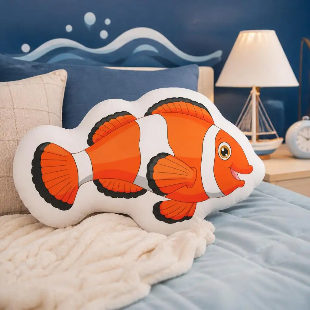 Amphiprion ocellaris Gold Fish Funny Pillow Cushion Irregular Stuffed Throw Pillow Home Decor Gift Sofa Bed