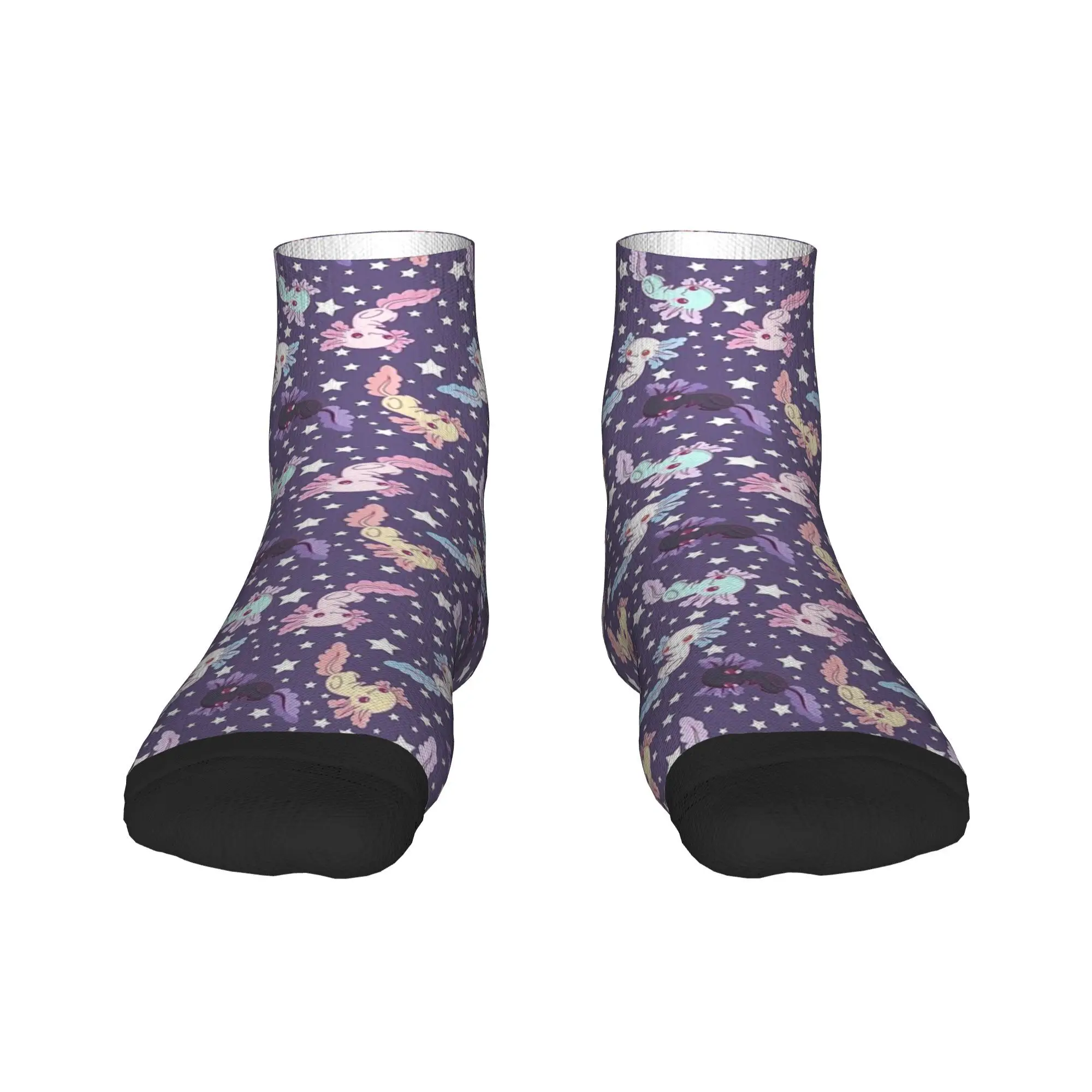 

Сиреневые носки с рисунком каваи аксолотля, чулки высокого качества в стиле Харадзюку, всесезонные носки, аксессуары для подарков унисекс