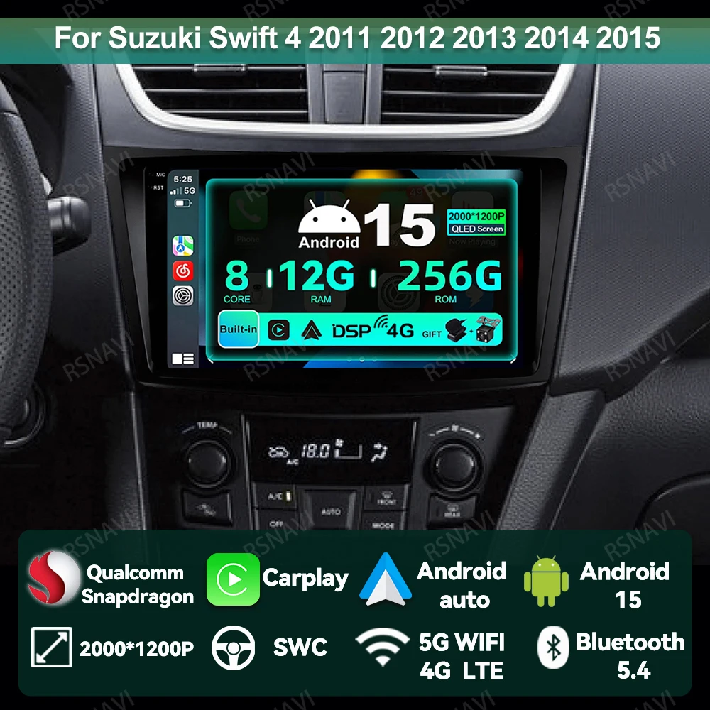 

Car Radio Android 15 For Suzuki Swift 4 2011 2012 2013 2014 2015 Wireless Carplay Auto BT Multimedia Autoradio Viedo Player GPS
