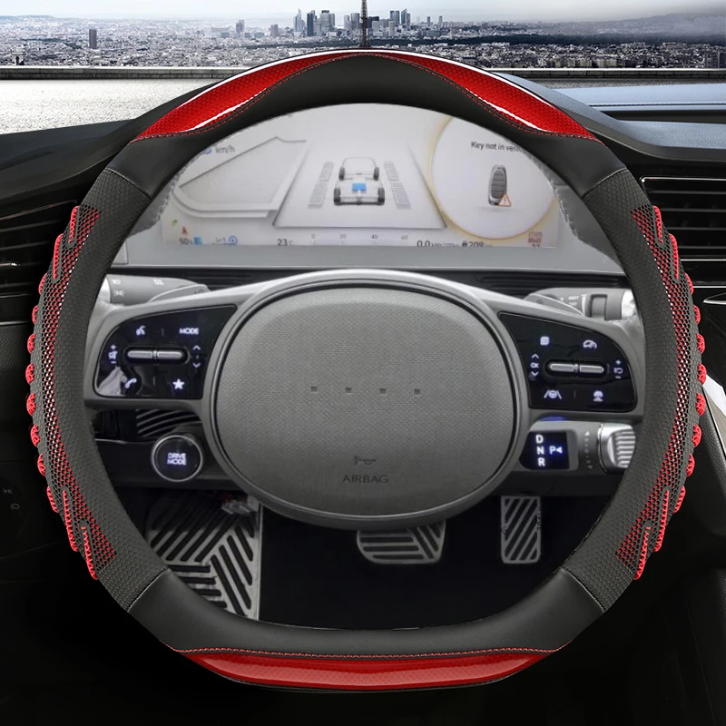 

Car Steering Wheel Cover D Shape Carbon Fiber Leather For Hyundai ioniq 5 2016 2017 2018 2019 2020 2021 2022 Auto Accessories