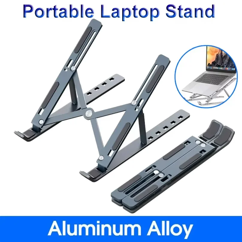Laptop Accessories Macbook - 折りたたみ式ノートパソコンスタンド。高さ調整可能で、持ち運びにも便利。MacBookやPC用のノートブックスタンド、アルミニウム合金製。