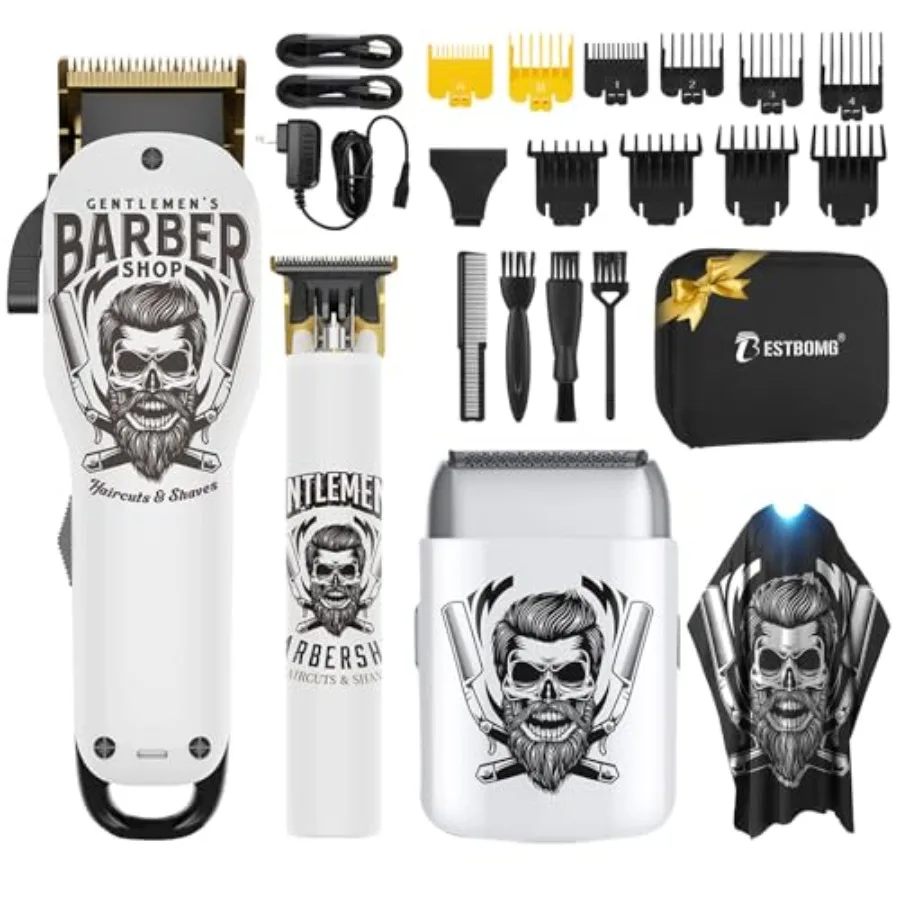 

Professional Hair Clippers for Men Electric Shavers with Ceramic T-Blade Beard Trimmer Kits Sets for Barber Black and Silver Hi