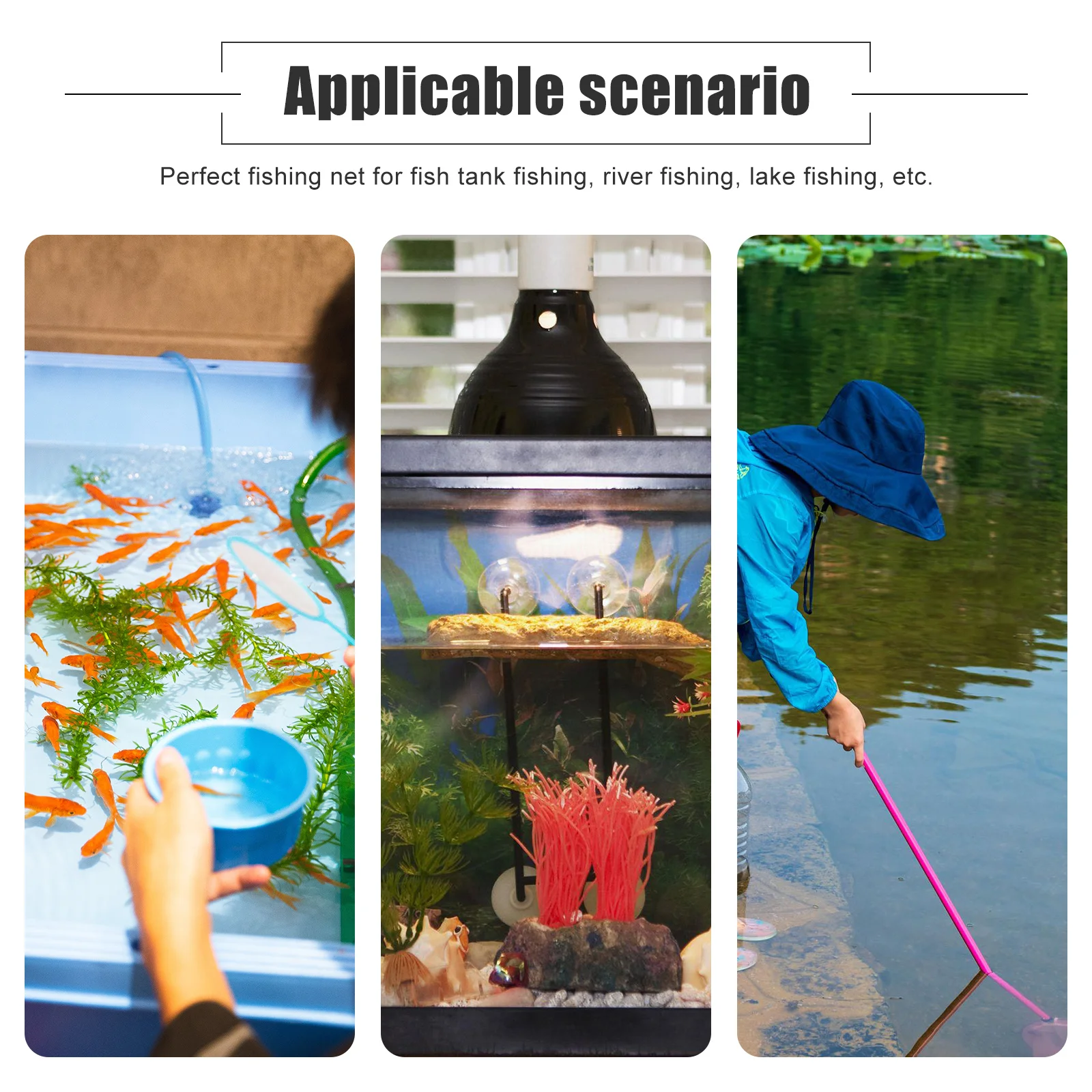 

4Pcs Kids Fishing Net for Aquarium Fish Tank Shrimp Catching Easy Grip Lightweight Portable with Hole Handle