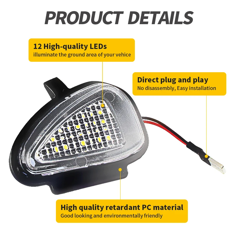 2PCS No Error LED Under Mirror Light/Puddle Light For VW Golf 6 GTI Passat B7 Cabriolet Touran Accessories Led Courtesy Lights