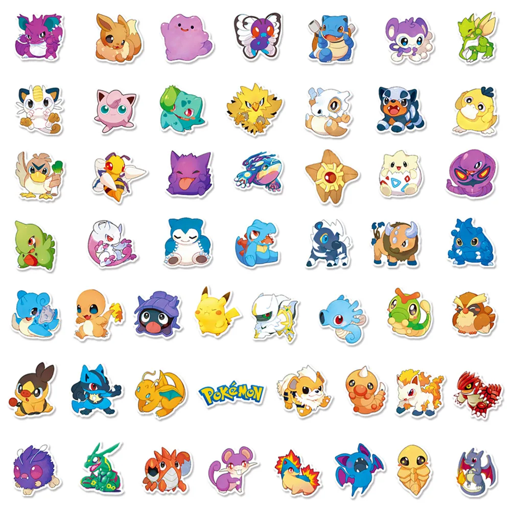 10/30/50/100PCS Funny Pokemon Anime Stickers Cute Q Version Cartoon Decals DIY Suitecase Scrapbook Laptop Toy Sticker for Kid