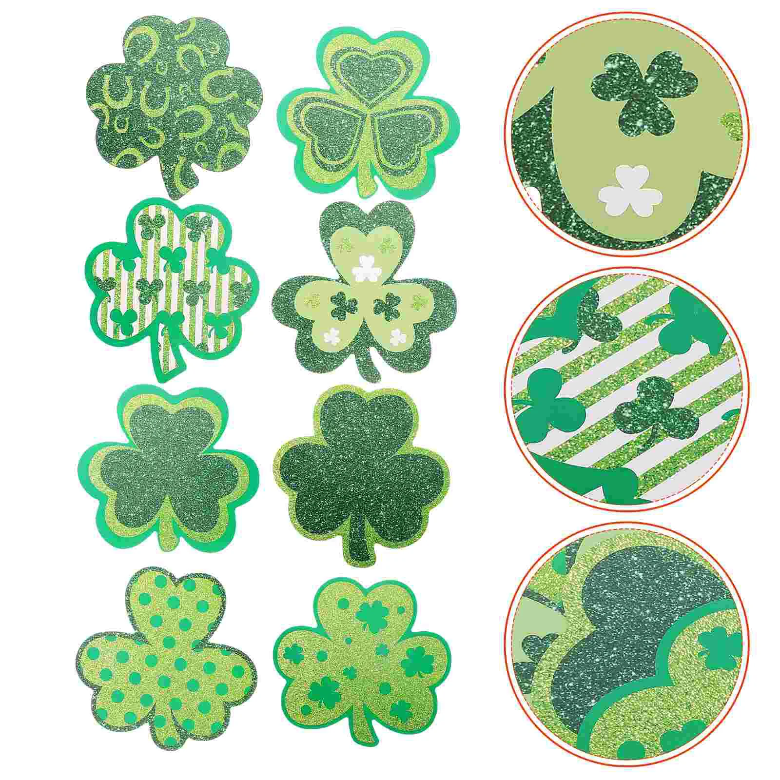 

16 Pcs Glitter Shamrock Hanging St Patrick Wall Sticker Green Bulletin Board Office