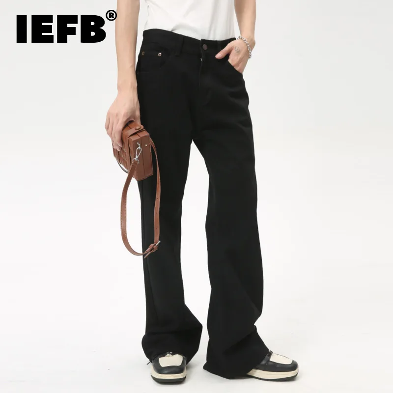 

IEFB Fashion Summer New Men's Straight Denim Pants American Style Loose Pockets Zippers Male Casual Wide Leg Trousers 2024 C6165