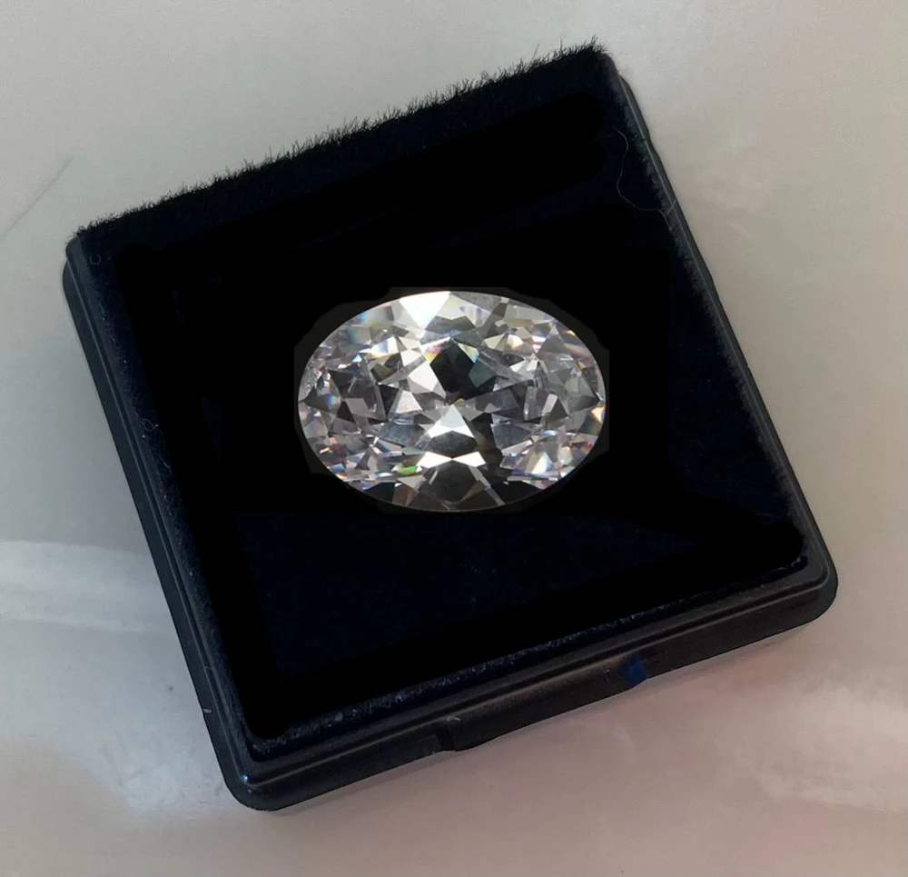 Saphir blanc en vrac en boîte, grande gemme ovale à facettes pour la fabrication de bijoux, jolie Collection de pierres précieuses