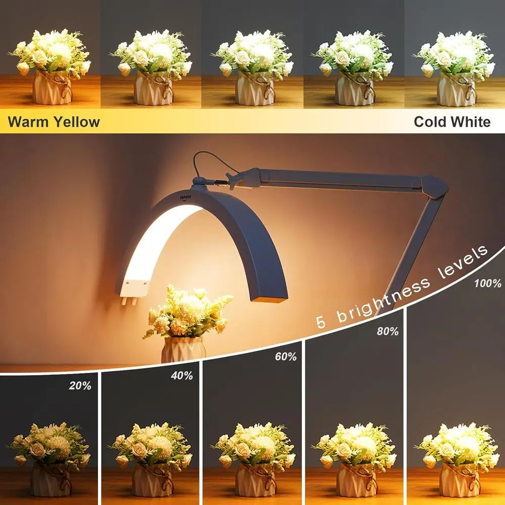 Desk Clamp LED Moon Light, 30W 2500LM, 288PCS White LEDs, Adjustable Metal Arm for Beauty, Nail Art, Makeup, Tattoos, and Crafts