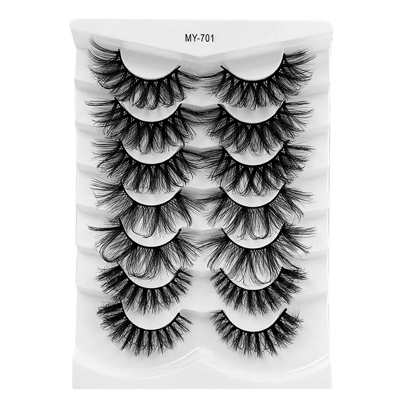 7 Pairs Lashes Mink Fluffy Eyelashes Long Lasting Wispy Dramatic Volume lashes Thick Long Manga Lashes Extension