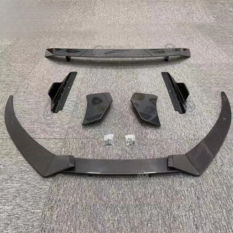 High Quality High Gloss Carbon Fiber Aerodynamic Body Kit Front Splitter Rear Diffuser Spoiler Canards Screw Mount Styling Parts