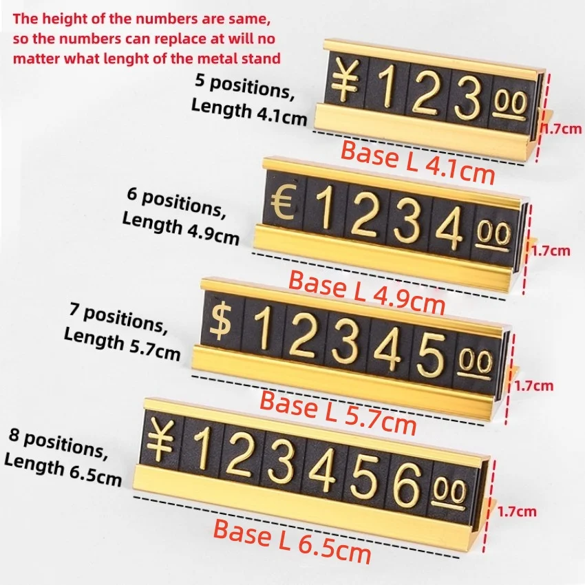 50 set di espositori in plastica per gioielli con numeri e prezzi, supporti in metallo rimovibili per display a striscia