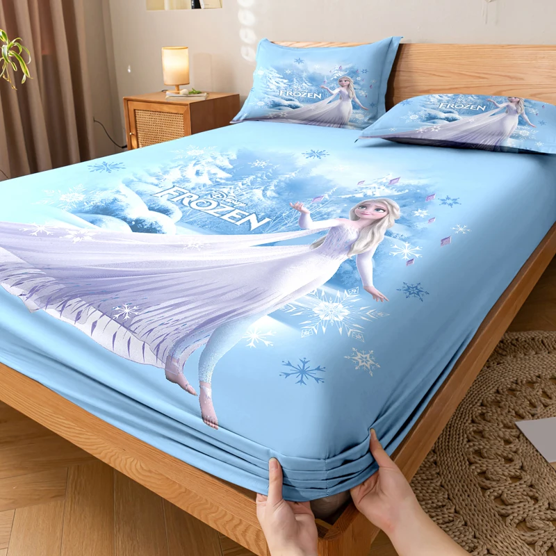 1 cartoon cute Elsa pattern digital printed frosted Fitted Sheet,bedroom printed bed cover,bedding(No pillowcase)