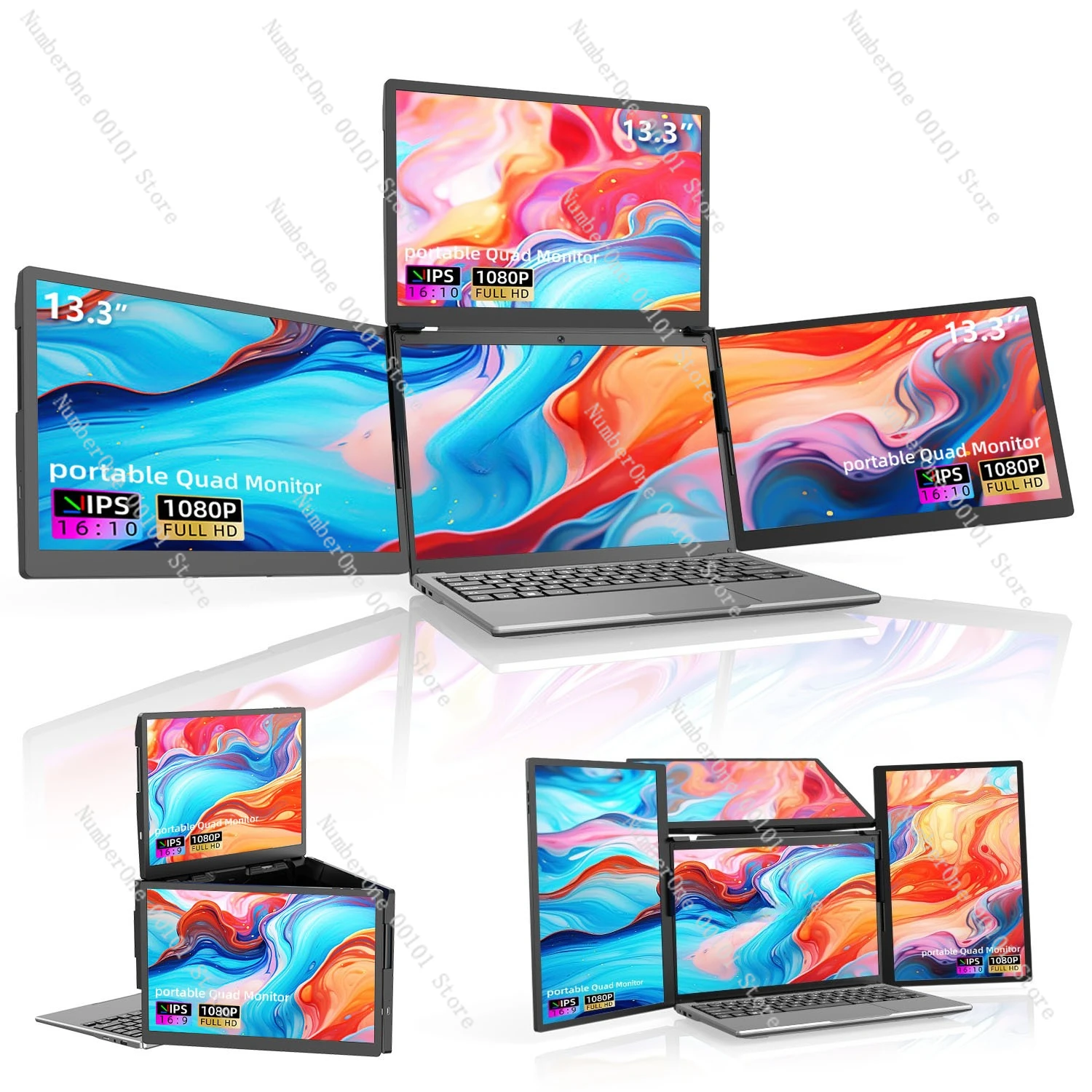 Laptop Expansion Screen One Line Three Screen LCD Portable Monitor Gaming External Expansion Secondary Screen