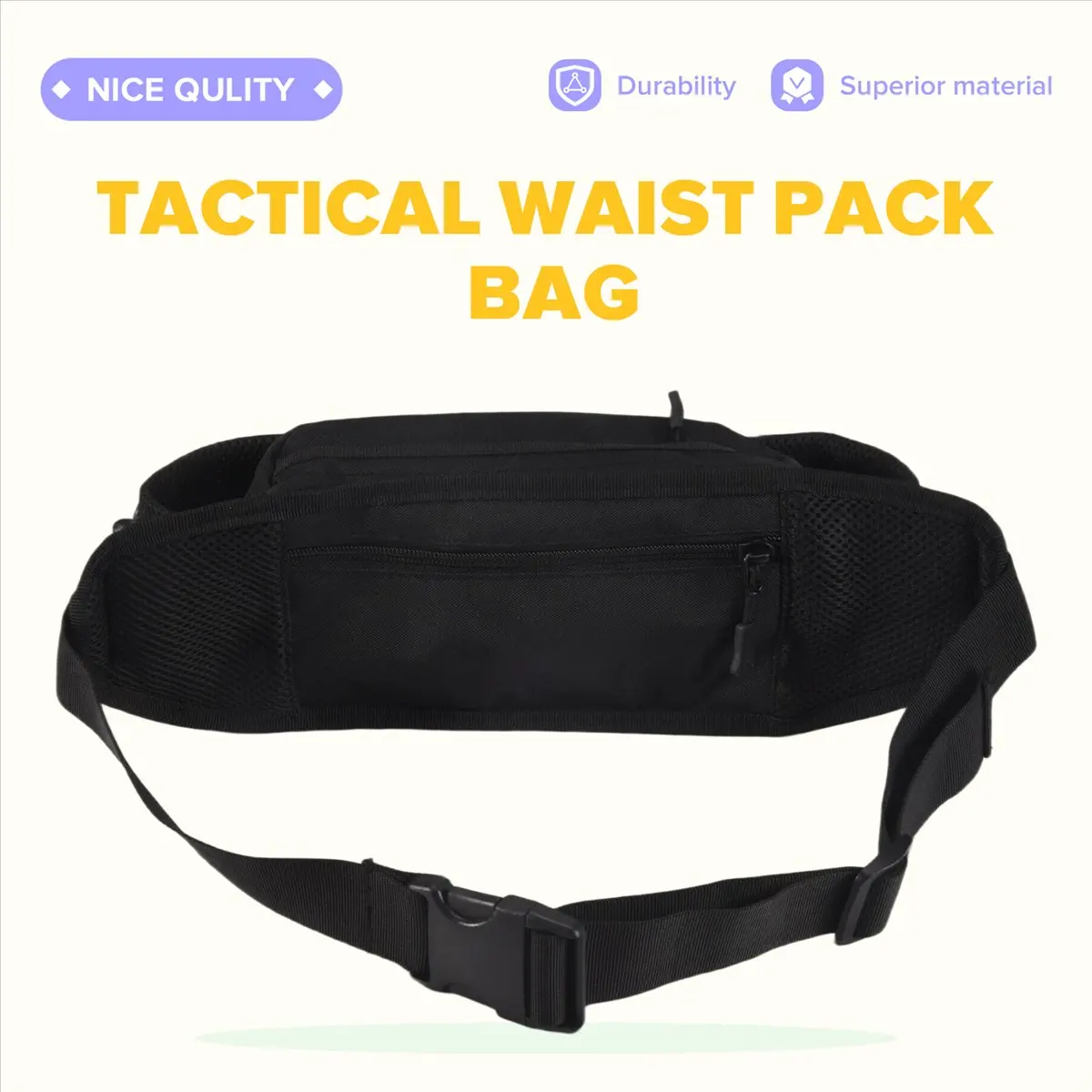 ABQR Черная поясная сумка Водонепроницаемая сумка для телефона Сумка для бутылки с водой Унисекс Нагрудная сумка для кемпинга Туризм Охота