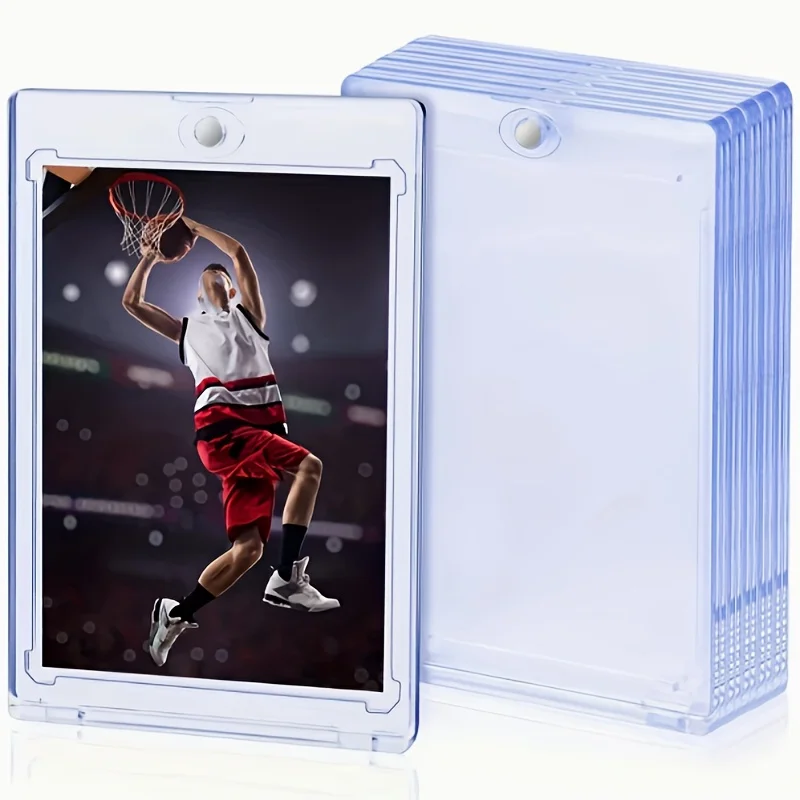 10 قطع من صناديق تخزين البطاقات المغناطيسية الشفافة 35 قطعة، وصناديق تخزين بلاستيكية صلبة، وحاملي بطاقات مغناطيسية من الأكريليك المقاوم للأشعة فوق البنفسجية، وإغلاق مغناطيسي علوي، ومناسبة لبطاقات البيسبول، وصندوق عرض البيسبول #2