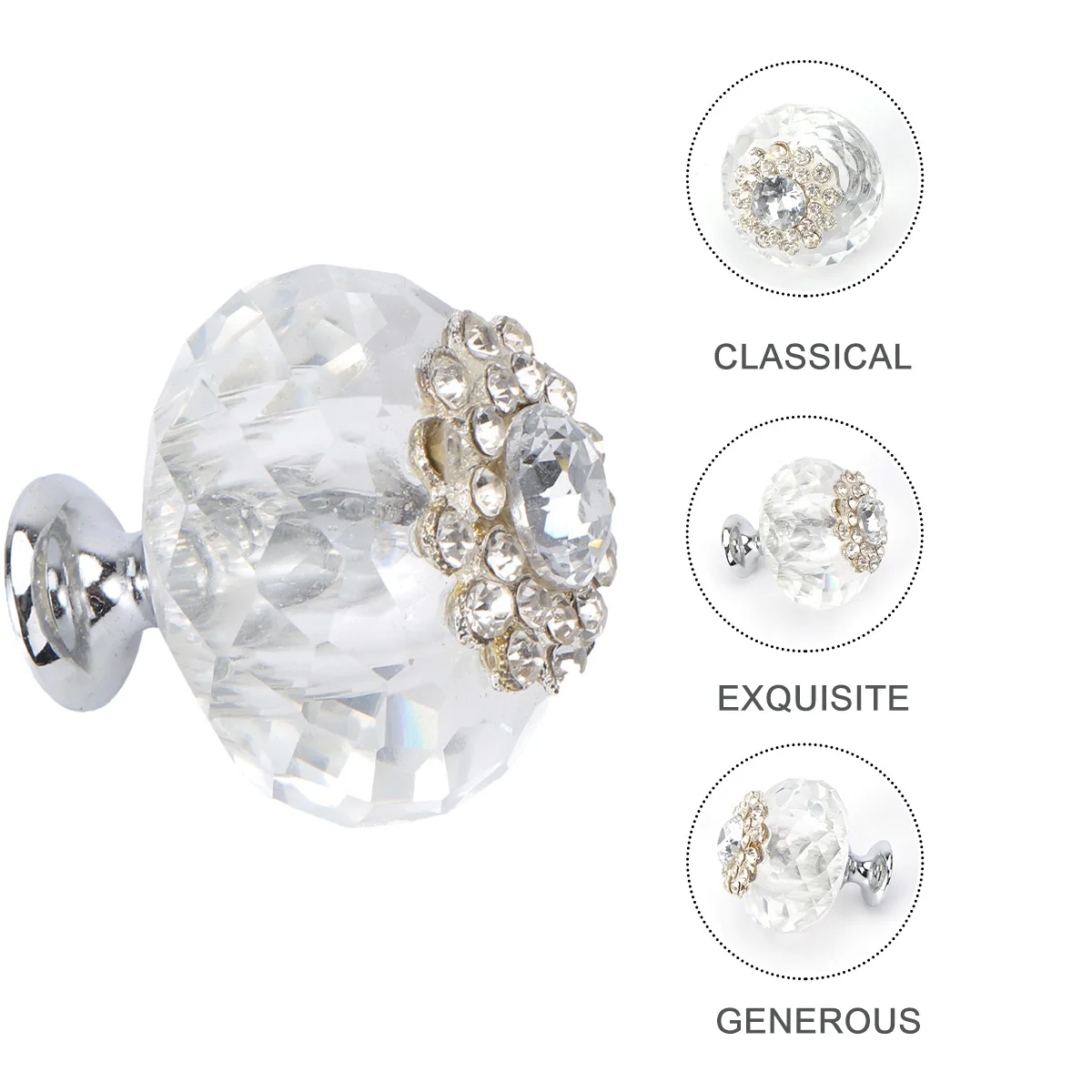 

4Pcs Crystal Glass Knobs Zinc Alloy Drawer Pull Handles 40mm for Cabinet Furniture Wardrobe Cupboard Home Decor