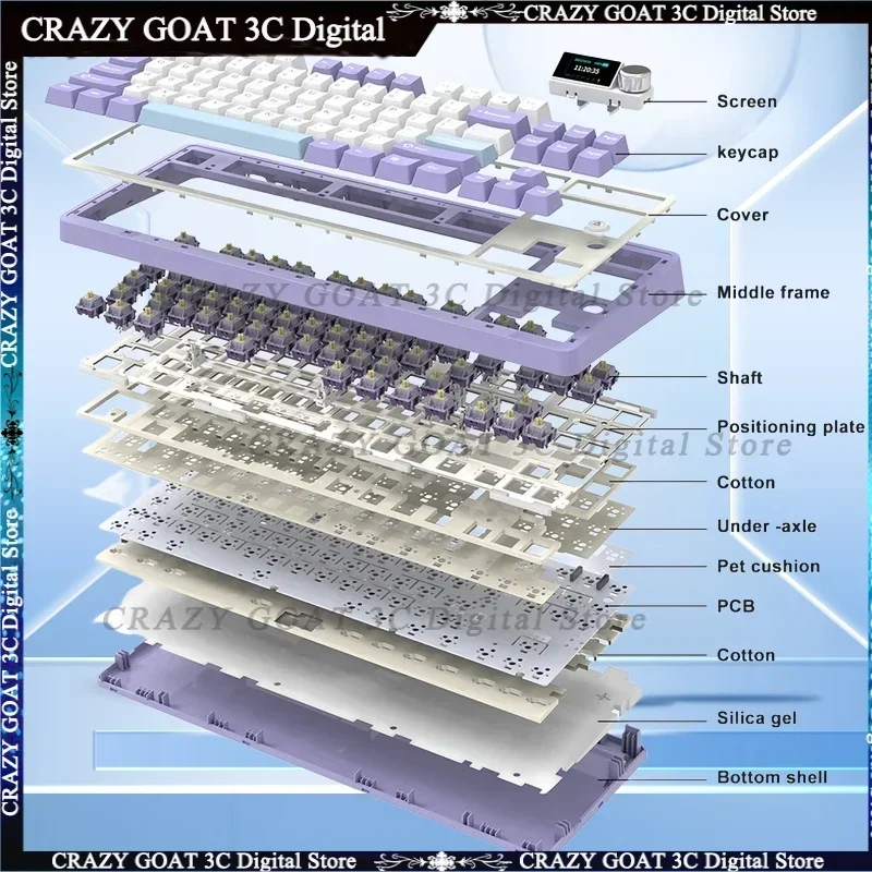 Imagem -05 - Junta de Montagem sem Fio Gaming Keyboard Tkl 87-key Full Hot Swap Pbt Keycap bt 2.4g Tipo-c Rbg Faça Você Mesmo Teclado Mecânico Ajazz-ak870