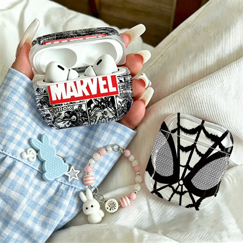 Capa de Silicone Transparente Macia com Logo do Homem-Aranha em 3D para Airpods 4 3 Pro 2 1 Fones de Ouvido Sem Fio Pro2 Protetora