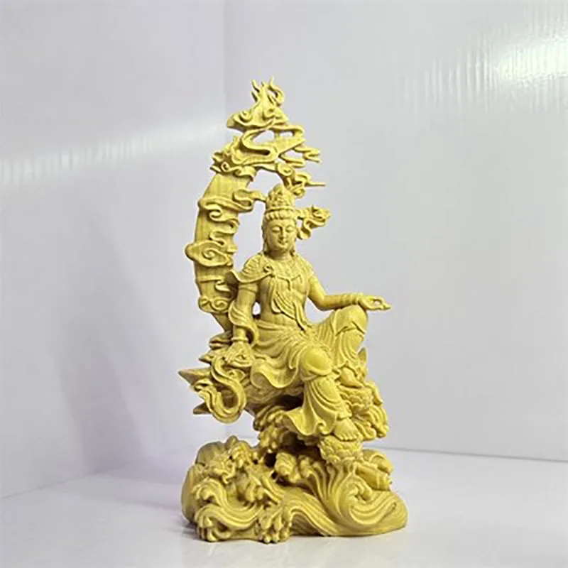 Solid Wood Water Moon Guanyin Statue,Finely Carved Chinese Buddha Statues,Modern Art Sculpture,Home Decoration, Feng Shui