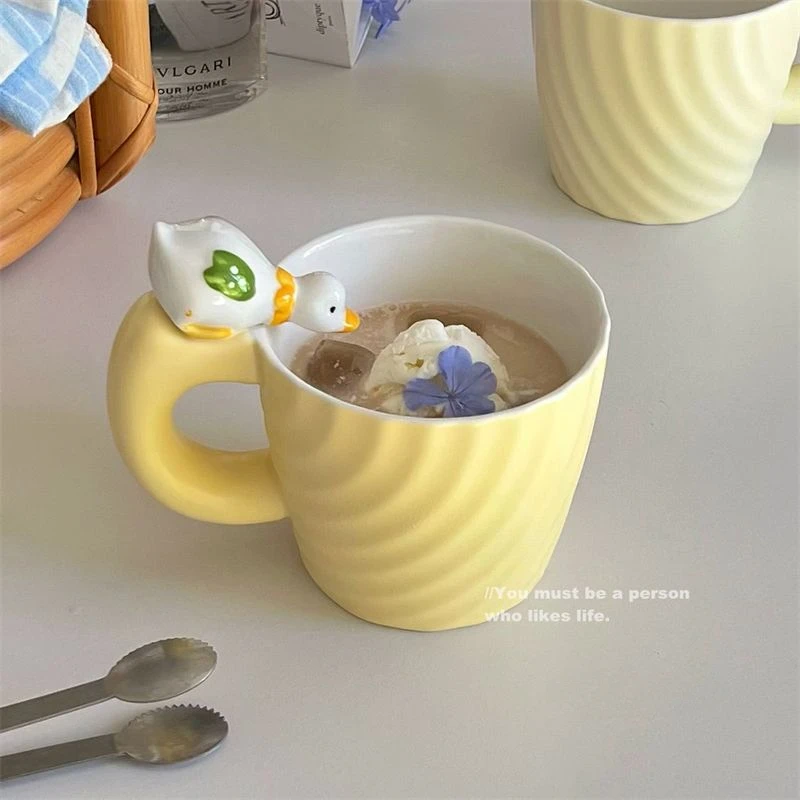 Ceramic Coffee Mug Cartoon Duck Cat 3D Creative Water Cups Couple Office Afternoon Tea Cup Student Dormitory Cup Drinkware