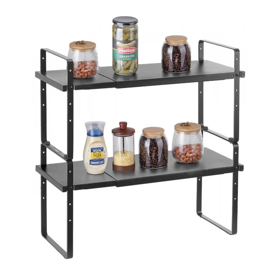 

2 Tier Cabinet Organizer Shelf Counter Shelves Steel Kitchen Storage Spice Rack