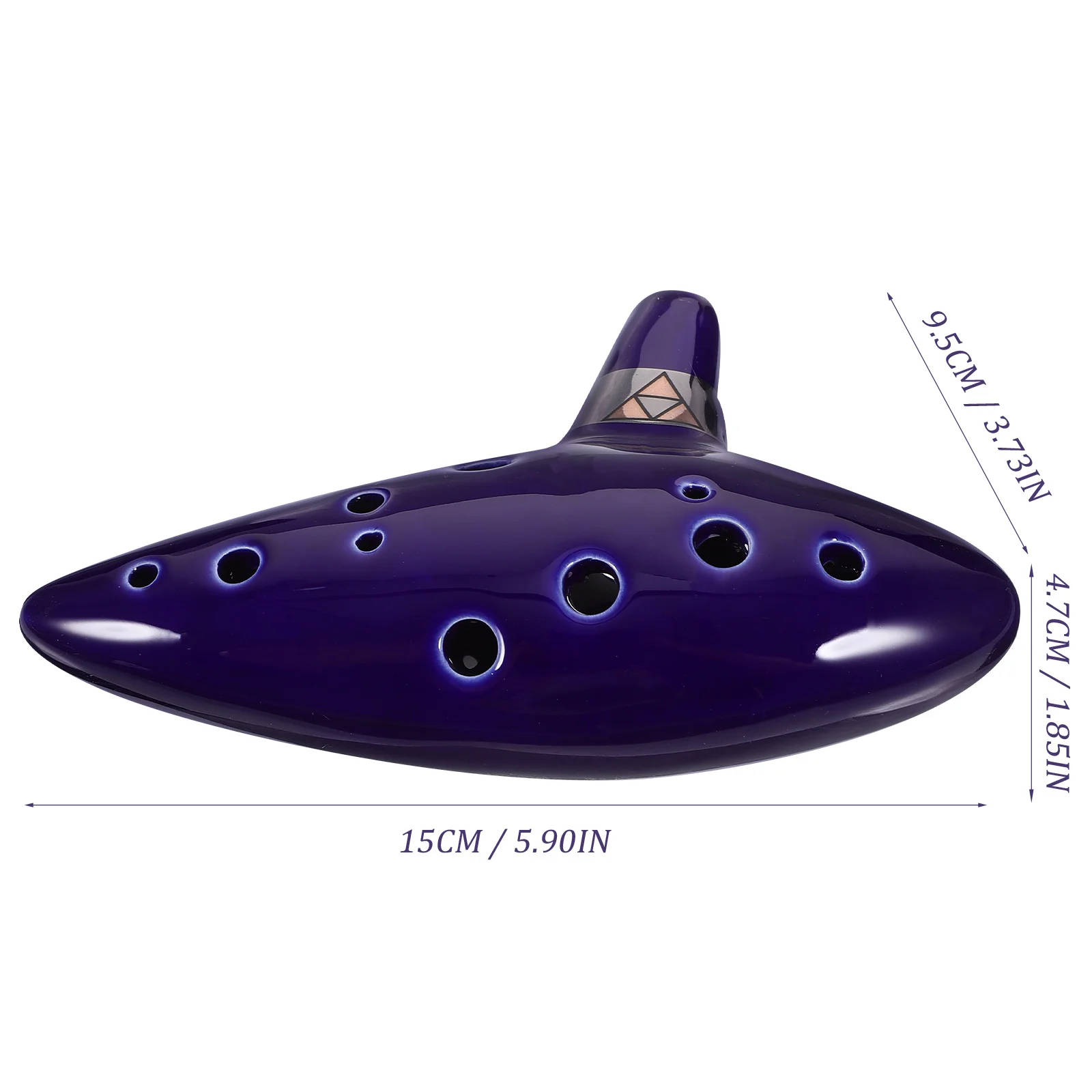 

12-Hole Ceramic Ocarina Flute Alto C Instrument Blue Durable Hard Chinese Music Gift For Beginners Collectors 5.9X3.74X1.85Inch