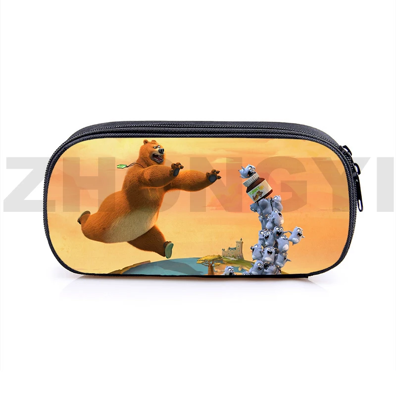 Large Anime Grizzy and The Lemmings Pencil Case 3D Big Portable Makeup Box Fashion Kids Canvas School Supplies Gift Boys Pen Bag