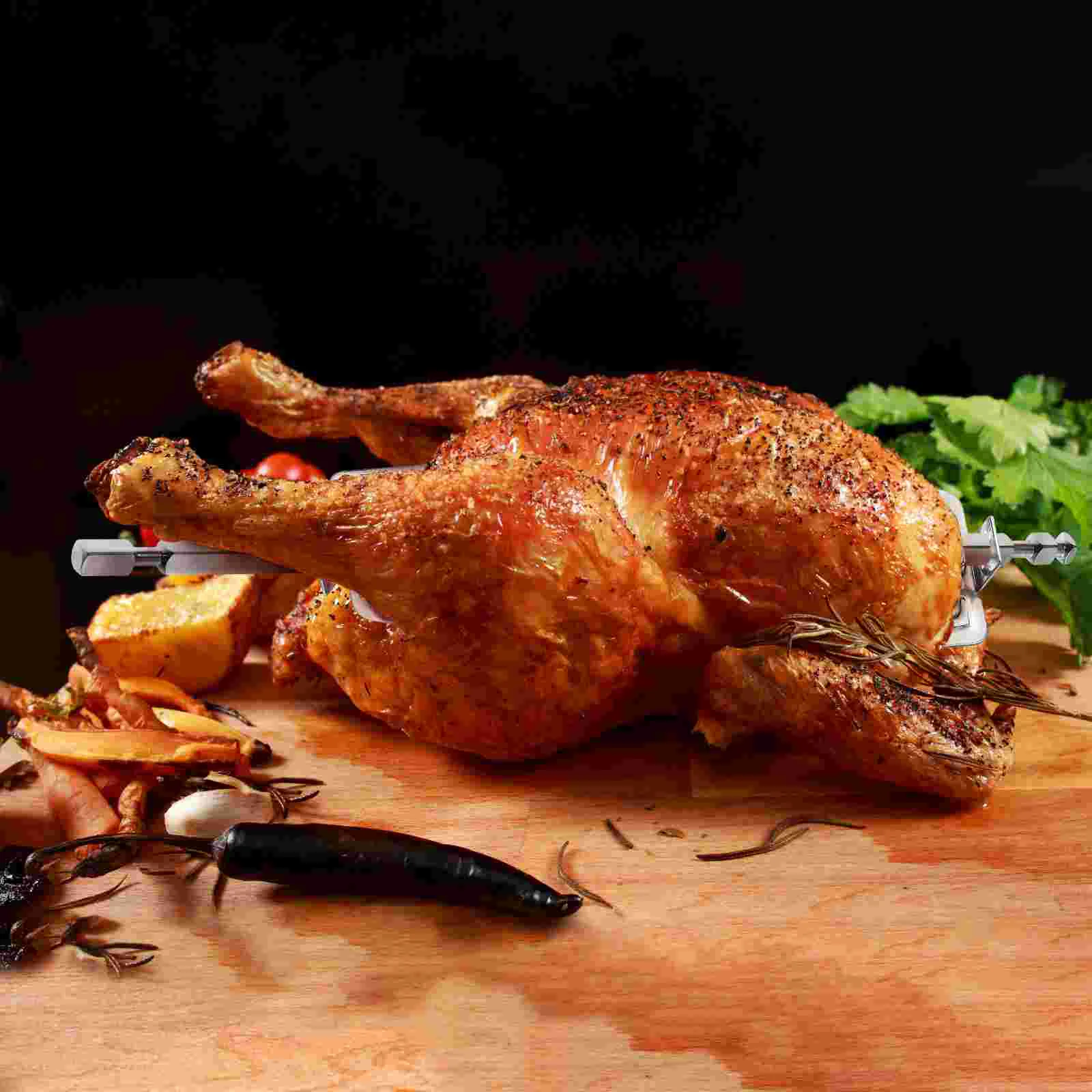 Rotisserie Spit Chicken Grill Accessories Oven Air Fryer Rack BBQ Tools Kit Deep Frying Pan