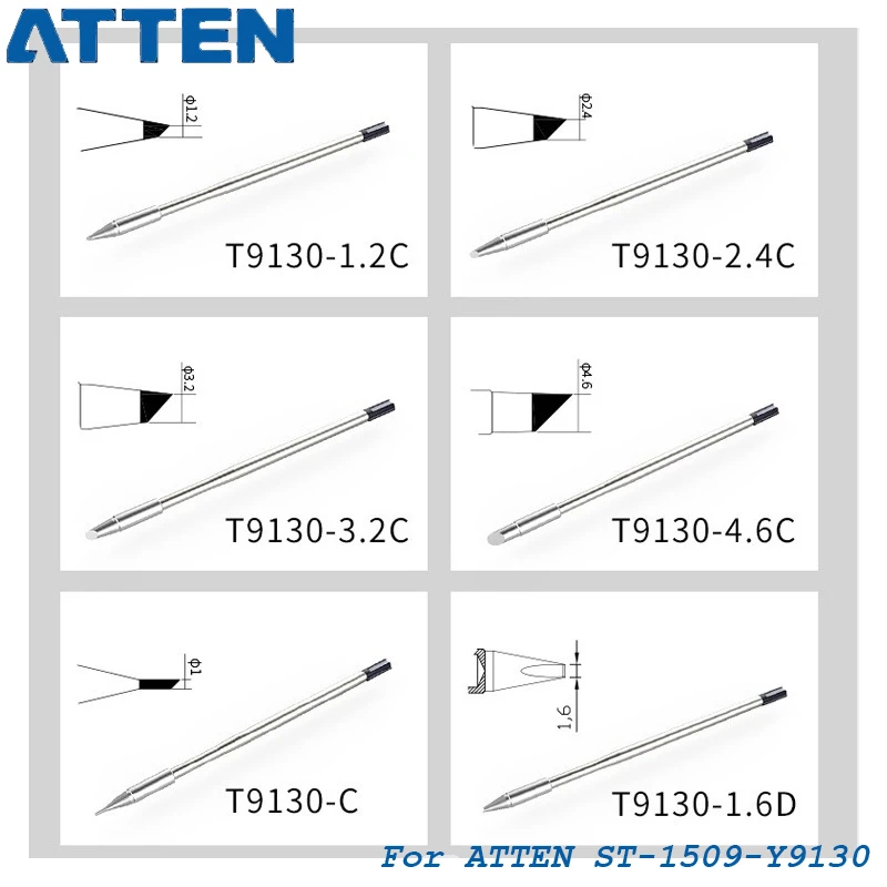 ATTEN ST-1509 9150 Y9130 special soldering iron head T9130 series integrated heating core electric welding head for soldering