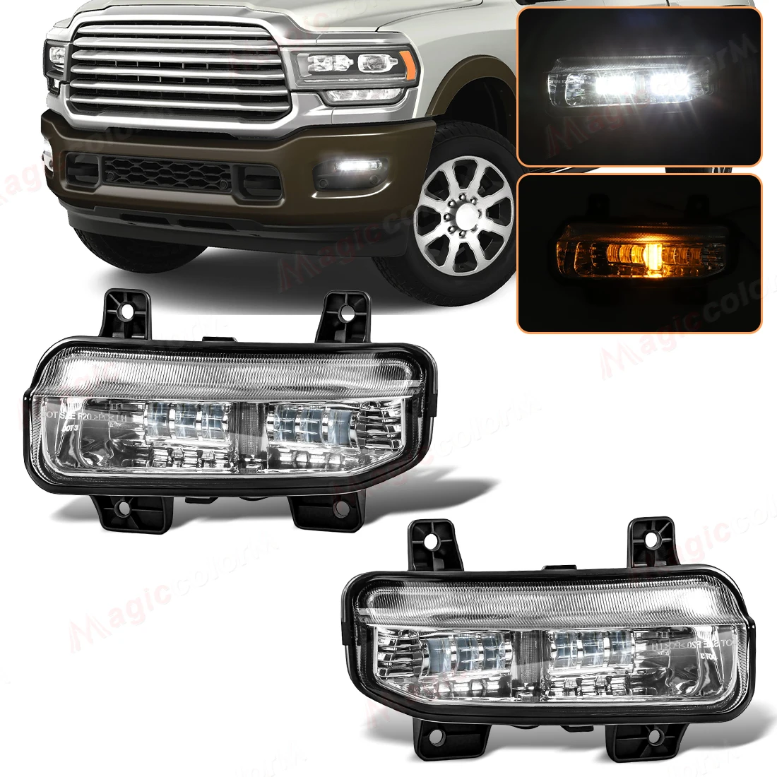 

Фары-противотуманки 2-в-1 с функцией поворотников для Dodge Ram 1500 2019-2024, дневные ходовые огни (ДХО), передние бамперные фары