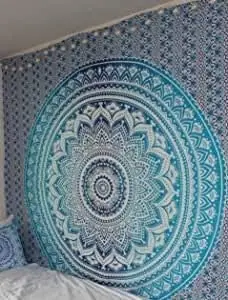 Popular HandicraftsTapestry Wall Hanging Hippie Ombre Mandala Bohemian Hippy IntricateIndian Tapestries Bedspread(180cm x 230cm)